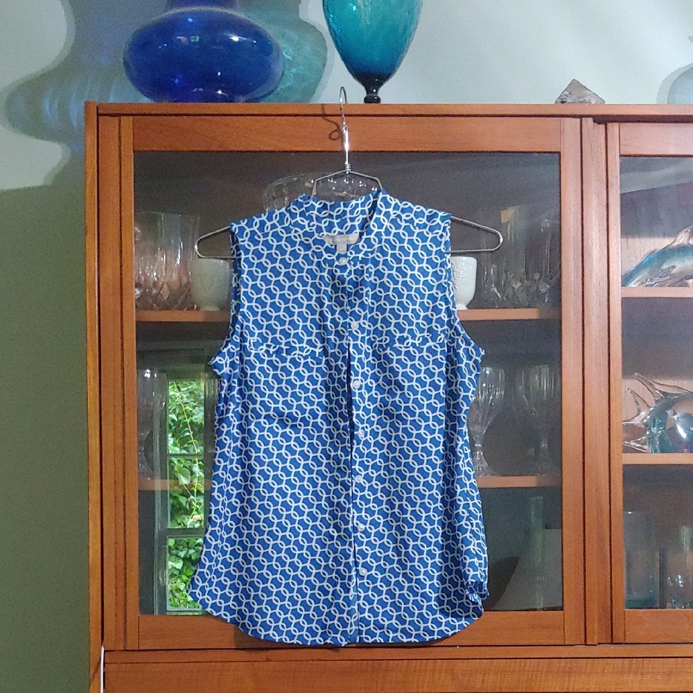Banana Republic Blue Patterned Sleeveless Top